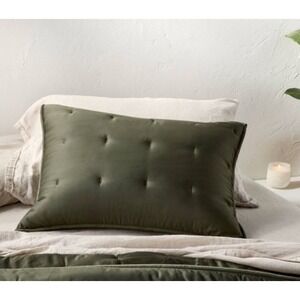 Standard Rayon from Bamboo Quilt Pillow Sham - Casaluna. Dark Olive Green